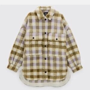 Zara Plaid Oversized Jacket in Green and Purple SIZE M-L